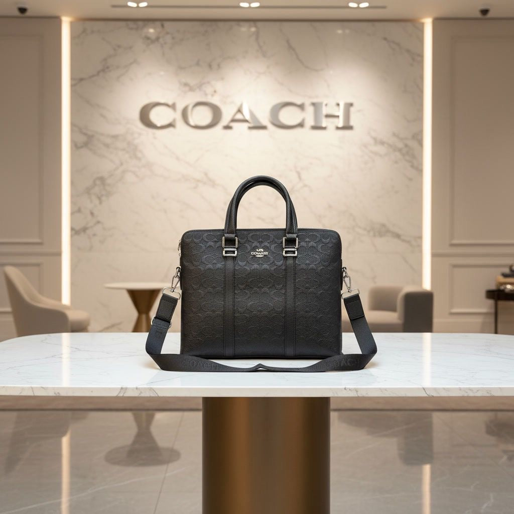 Latest Coach Double Zipper Laptop Bag