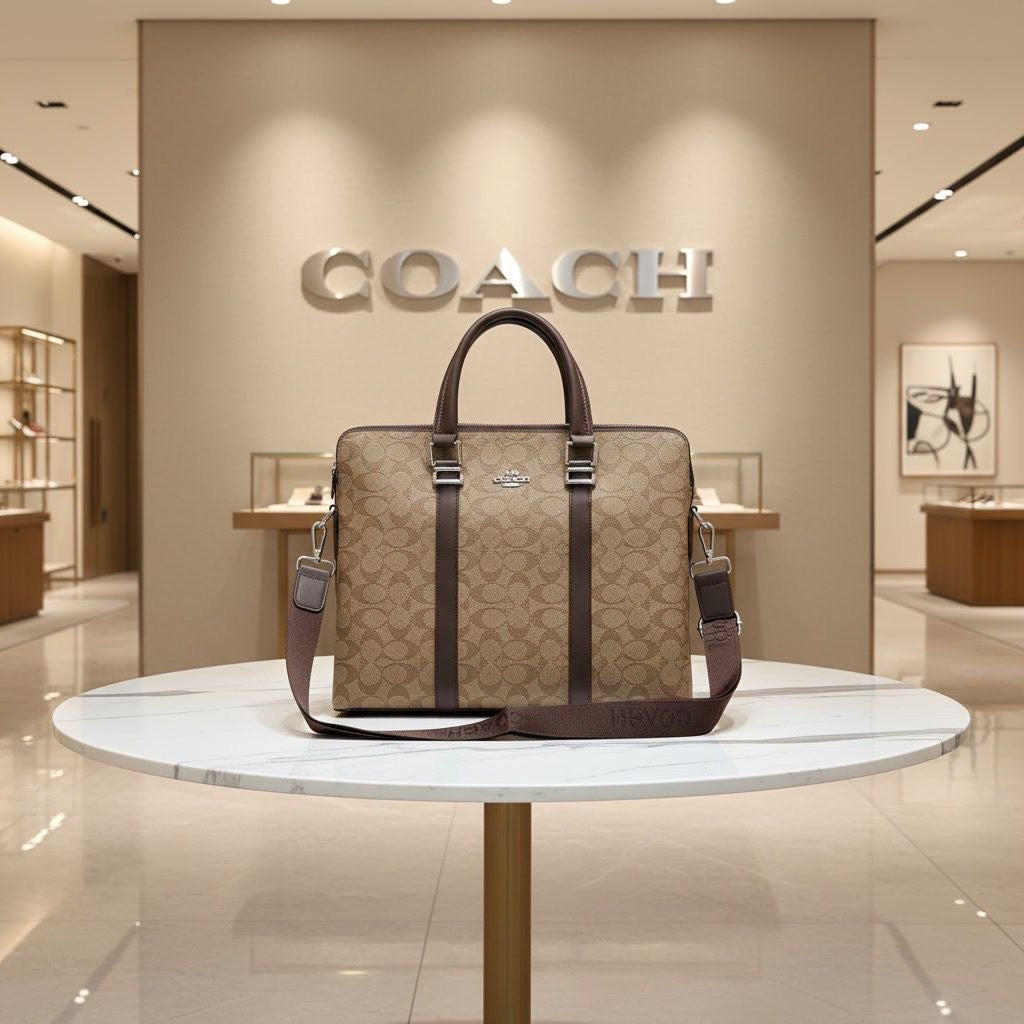 Latest Coach Double Zipper Laptop Bag