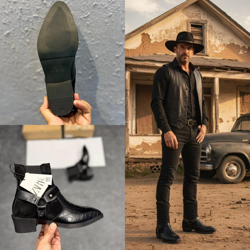 ZARA-SURPLUS DESIGNER COWBOY LEATHER BOOTS ART-701