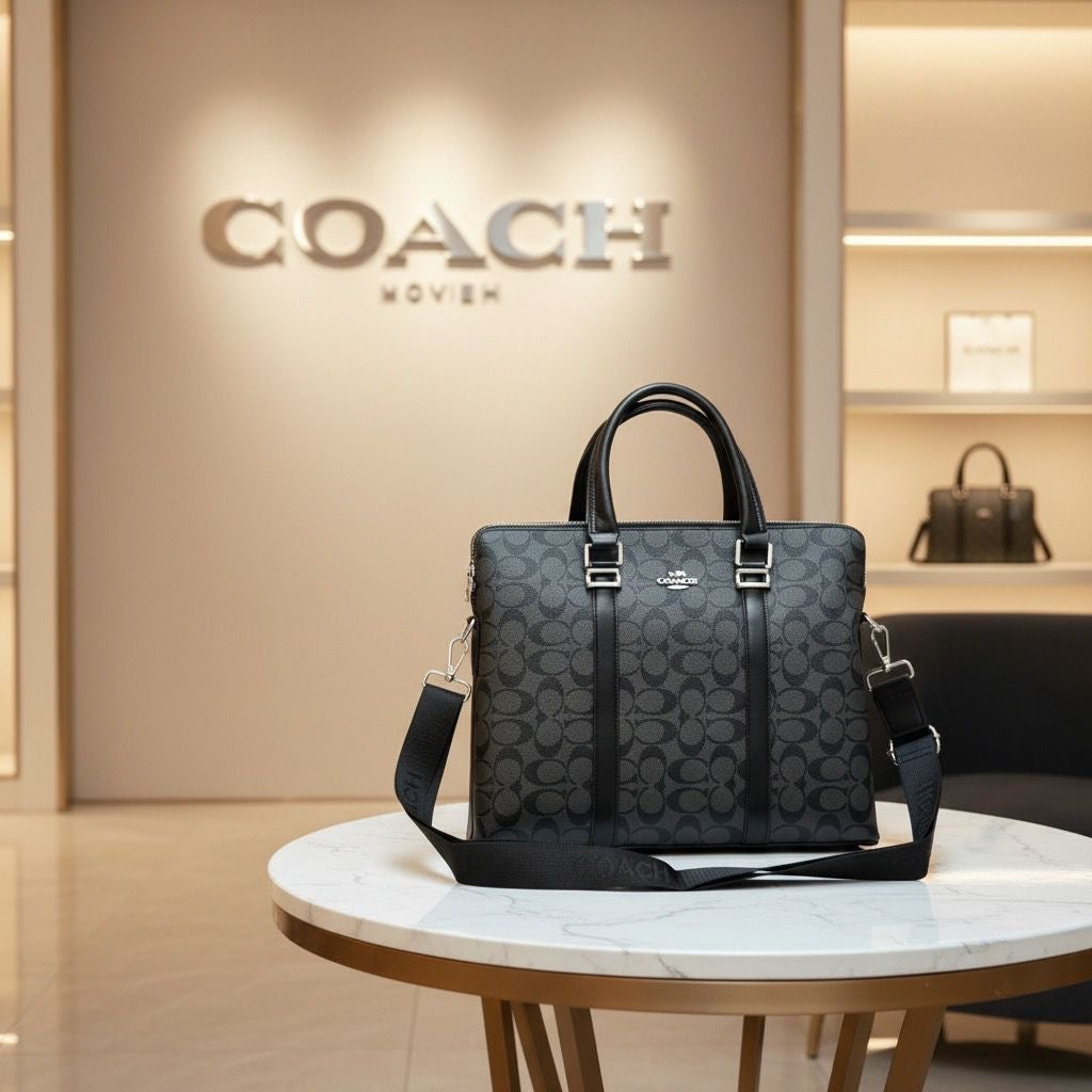 Latest Coach Double Zipper Laptop Bag