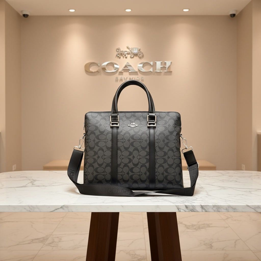Latest Coach Double Zipper Laptop Bag