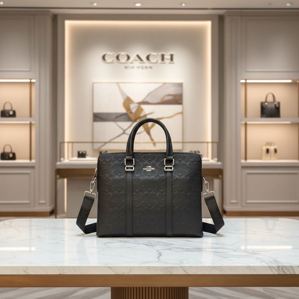 Latest Coach Double Zipper Laptop Bag